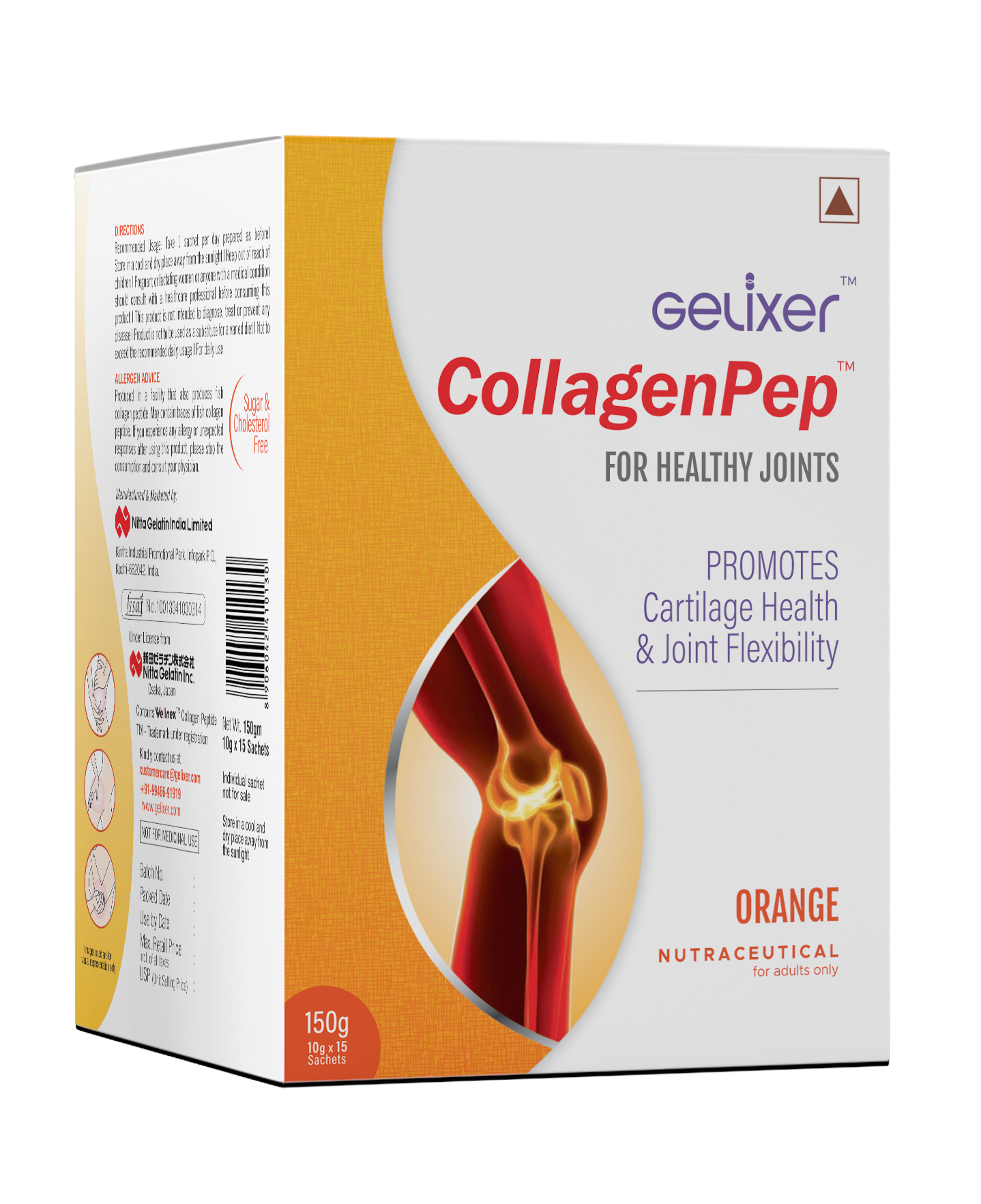 Gelixer CollagenPep (Orange flavour) 150 gm - 10 gm each in 15 Sachets