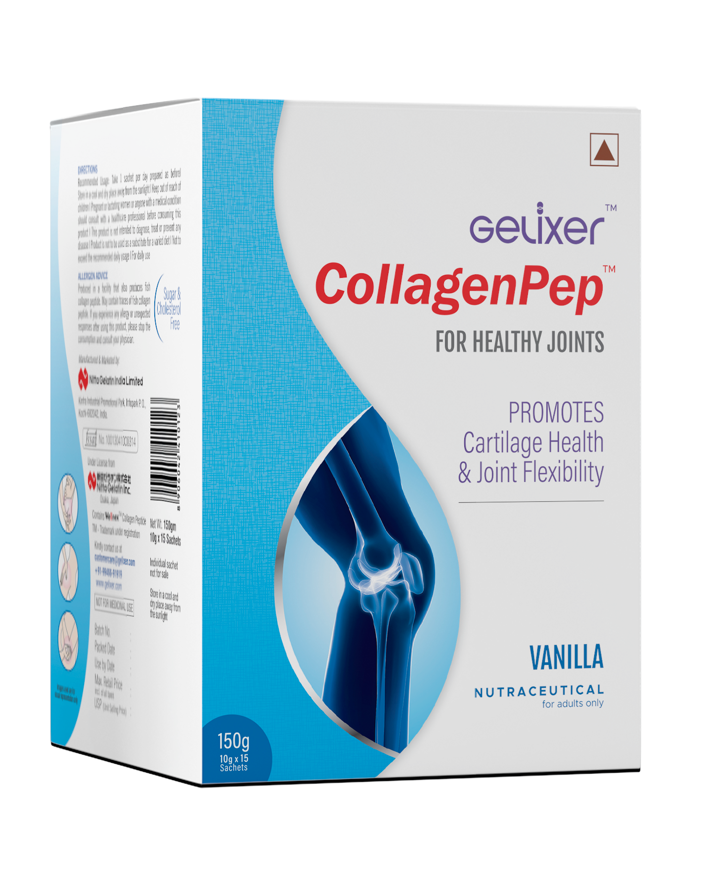 Gelixer CollagenPep (Vanilla flavour) 150 gm - 10 gm each in 15 Sachets